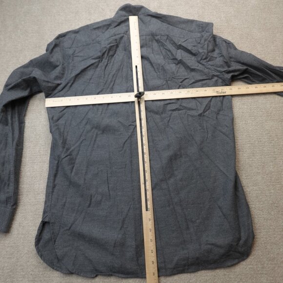 Brett Johnson Mens Shirt Large Gray Solid Flannel Stand Up Collar - Picture 5 of 7